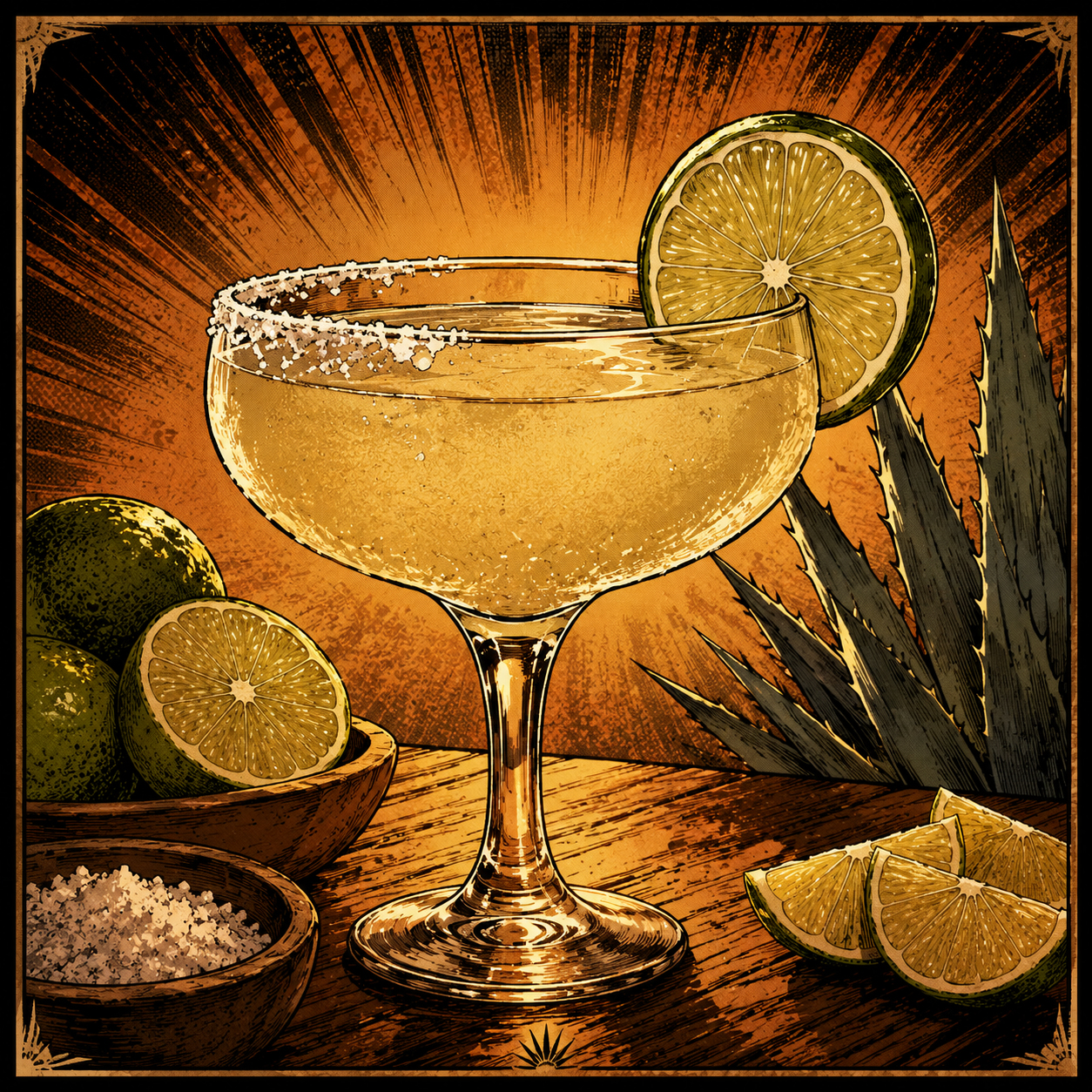 Square thumbnail illustration of the Mezcal Margarita for archive cards.