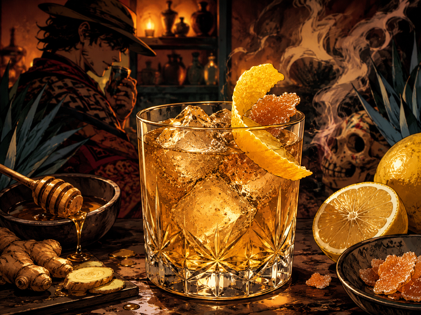 Drink #014: Mezcal Penicillin from MezcalDaily's 21 great mezcal drinks for adults 21+.