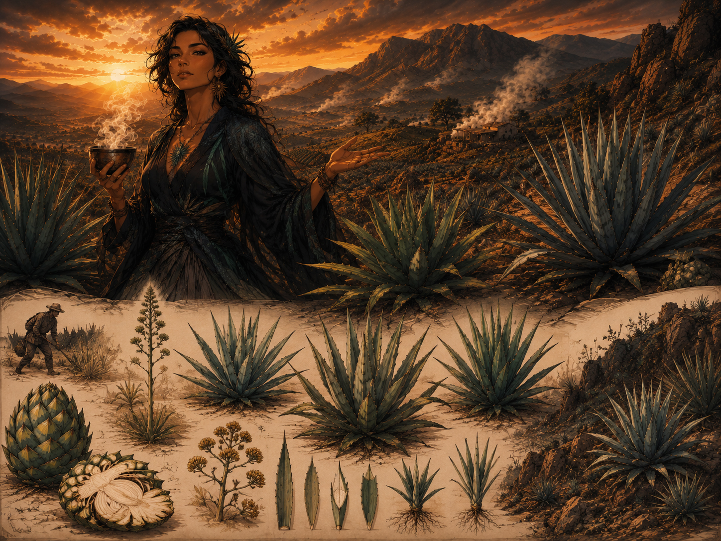 Agave field guide illustration.